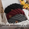 image:imageFunky Junque Slouchy Beanie for Women Winter Hat Warm Slouch Oversized Soft Chunky Cable Knit Beanies for Cold Weather3 Pack  Black  Burgundy  Melange Grey