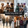 image:imageFunky Junque Slouchy Beanie for Women Winter Hat Warm Slouch Oversized Soft Chunky Cable Knit Beanies for Cold Weather3 Pack  Black  Purple  Kaleidoscope