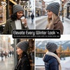 image:imageFunky Junque Slouchy Beanie for Women Winter Hat Warm Slouch Oversized Soft Chunky Cable Knit Beanies for Cold WeatherA Graphite Grey Tricolor Mix