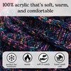 image:imageFunky Junque Slouchy Beanie for Women Winter Hat Warm Slouch Oversized Soft Chunky Cable Knit Beanies for Cold WeatherA Jet Black Kaleidoscope Tricolor Mix