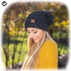 image:imageFunky Junque Slouchy Beanie for Women Winter Hat Warm Slouch Oversized Soft Chunky Cable Knit Beanies for Cold WeatherAn Onyx Black Tricolor Mix