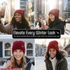 image:imageFunky Junque Slouchy Beanie for Women Winter Hat Warm Slouch Oversized Soft Chunky Cable Knit Beanies for Cold WeatherConfetti Burgundy Design