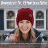 image:imageFunky Junque Slouchy Beanie for Women Winter Hat Warm Slouch Oversized Soft Chunky Cable Knit Beanies for Cold WeatherConfetti Burgundy Design