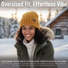 image:imageFunky Junque Slouchy Beanie for Women Winter Hat Warm Slouch Oversized Soft Chunky Cable Knit Beanies for Cold WeatherConfetti Mustard Design