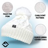 image:imageFunky Junque Toddler Girl Winter Hat Beanie with Faux Fur Pom Pom Warm Cable Knit Fleece Lined Cap Ages 25White
