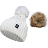 image:imageFunky Junque Toddler Winter Hat with Detachable Pom Poms Warm Knitted Beanie Cap Stretchy Fit for Girls and Boys Ages 16Ivory
