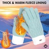 image:imageFunky Junque Winter Gloves for Women  Cable Knit Touchscreen Gloves with Fuzzy Cuffs Insulated DoubleLined Thermal WarmthMint