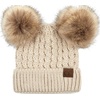 image:imageFunky Junque Womens Double Pom Pom Beanie  Soft Knit Winter Hat for Women amp Teens Warm Cuffed Beanie with Faux Fur PomsBeigeNatural Faux Fur