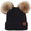 image:imageFunky Junque Womens Double Pom Pom Beanie  Soft Knit Winter Hat for Women amp Teens Warm Cuffed Beanie with Faux Fur PomsBlackNatural Faux Fur