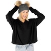 image:imageFunky Junque Womens Double Pom Pom Beanie  Soft Knit Winter Hat for Women amp Teens Warm Cuffed Beanie with Faux Fur PomsCharcoalNatural Faux Fur