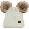 image:imageFunky Junque Womens Double Pom Pom Beanie  Soft Knit Winter Hat for Women amp Teens Warm Cuffed Beanie with Faux Fur PomsIvoryNatural Faux Fur