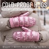 image:imageFunky Junque Womens Fleece Lined Puffer Mittens Gloves Cold Weather Accessory for Ice Skating Shiny Metallic Knit CuffPink