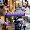 image:imageFunky Junque Womens Fleece Lined Puffer Mittens Gloves Cold Weather Accessory for Ice Skating Shiny Metallic Knit CuffPurple