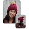 image:imageFunky Junque Womens Fleece Lined Winter Beanie  Cozy Cable Knit Pom Pom Hat  Burgundy Lavender Tan Candy PinkBurgundy