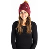 image:imageFunky Junque Womens Fleece Lined Winter Beanie  Cozy Cable Knit Pom Pom Hat  Burgundy Lavender Tan Candy PinkBurgundy