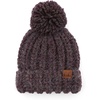 image:imageFunky Junque Womens Jumbo Yarn Chunky Knit Slip Stitch Beanie with Pom Pom HatChunky Knit  Eggplant