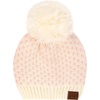 image:imageFunky Junque Womens Jumbo Yarn Chunky Knit Slip Stitch Beanie with Pom Pom HatIvory W Pink Hearts