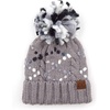 image:imageFunky Junque Womens Jumbo Yarn Chunky Knit Slip Stitch Beanie with Pom Pom HatJumbo Yarn  Heather Grey