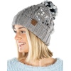 image:imageFunky Junque Womens Jumbo Yarn Chunky Knit Slip Stitch Beanie with Pom Pom HatJumbo Yarn  Heather Grey