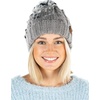 image:imageFunky Junque Womens Jumbo Yarn Chunky Knit Slip Stitch Beanie with Pom Pom HatJumbo Yarn  Heather Grey
