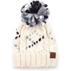 image:imageFunky Junque Womens Jumbo Yarn Chunky Knit Slip Stitch Beanie with Pom Pom HatJumbo Yarn  Ivory