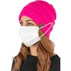 image:imageFunky Junque Womens Knit Beanie  Soft 100 Acrylic Winter Hat with Side Buttons Warm Stretchy Ribbed Beanies for Women1  Neon Pink
