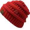 image:imageFunky Junque Womens Knit Beanie  Soft 100 Acrylic Winter Hat with Side Buttons Warm Stretchy Ribbed Beanies for Women1  Red