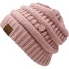 image:imageFunky Junque Womens Knit Beanie  Soft 100 Acrylic Winter Hat with Side Buttons Warm Stretchy Ribbed Beanies for Women1  Rose