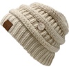 image:imageFunky Junque Womens Knit Beanie  Soft 100 Acrylic Winter Hat with Side Buttons Warm Stretchy Ribbed Beanies for WomenBeige