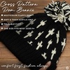 image:imageFunky Junque Womens Knit Pom Beanie  Cozy Womens Winter Hat Apres Ski Cold Weather Beanies with Geometric and Cross DesignBlack  Cross