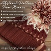 image:imageFunky Junque Womens Knit Pom Beanie  Cozy Womens Winter Hat Apres Ski Cold Weather Beanies with Geometric and Cross DesignBrick  Multi Yarn