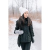 image:imageFunky Junque Womens Luxury Puffer Beanie  Fleece Lined with Soft Down Pom  Shiny Metallic Knit Winter HatSilverIvory Cuff Pom