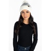image:imageFunky Junque Womens Luxury Puffer Beanie  Fleece Lined with Soft Down Pom  Shiny Metallic Knit Winter HatSilverIvory Cuff Pom