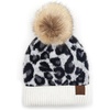 image:imageFunky Junque Womens Pom Pom Beanie  Soft Knit Winter Hat for Women amp Teens Leopard amp Zebra Fashion Animal Print BeaniesLeopard  Ivory