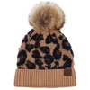 image:imageFunky Junque Womens Pom Pom Beanie  Soft Knit Winter Hat for Women amp Teens Leopard amp Zebra Fashion Animal Print BeaniesLeopard  Latte