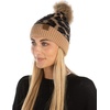 image:imageFunky Junque Womens Pom Pom Beanie  Soft Knit Winter Hat for Women amp Teens Leopard amp Zebra Fashion Animal Print BeaniesLeopard  Latte