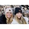 image:imageFunky Junque Womens Pom Pom Beanie  Soft Knit Winter Hats for Women amp Teens Warm Fashionable Beanie with Faux Fur Poms2 Pack Black  Beige  Diagonal Stripes