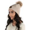 image:imageFunky Junque Womens Pom Pom Beanie  Soft Knit Winter Hats for Women amp Teens Warm Fashionable Beanie with Faux Fur Poms2 Pack Black  Beige  Diagonal Stripes