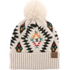 image:imageFunky Junque Womens Pom Pom Beanie  Soft Knit Winter Hats for Women amp Teens Warm Fashionable Beanie with Faux Fur PomsAztec  Beige