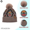 image:imageFunky Junque Womens Pom Pom Beanie  Soft Knit Winter Hats for Women amp Teens Warm Fashionable Beanie with Faux Fur PomsAztec  Taupe