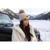 image:imageFunky Junque Womens Pom Pom Beanie  Soft Knit Winter Hats for Women amp Teens Warm Fashionable Beanie with Faux Fur PomsBeige  Diagonal Stripes