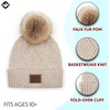 image:imageFunky Junque Womens Pom Pom Beanie  Soft Knit Winter Hats for Women amp Teens Warm Fashionable Beanie with Faux Fur PomsBeige  Diagonal Stripes