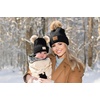 image:imageFunky Junque Womens Pom Pom Beanie  Soft Knit Winter Hats for Women amp Teens Warm Fashionable Beanie with Faux Fur PomsBlack  Diagonal Stripes