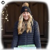 image:imageFunky Junque Womens Pom Pom Beanie  Soft Knit Winter Hats for Women amp Teens Warm Fashionable Beanie with Faux Fur PomsBlack  Diagonal Stripes