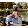 image:imageFunky Junque Womens Pom Pom Beanie  Soft Knit Winter Hats for Women amp Teens Warm Fashionable Beanie with Faux Fur PomsBlack  Diagonal Stripes