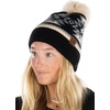 image:imageFunky Junque Womens Pom Pom Beanie  Soft Knit Winter Hats for Women amp Teens Warm Fashionable Beanie with Faux Fur PomsBlack  Southwest Pattern