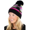 image:imageFunky Junque Womens Pom Pom Beanie  Soft Knit Winter Hats for Women amp Teens Warm Fashionable Beanie with Faux Fur PomsBlack Multi  Southwest Pattern