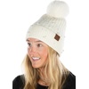 image:imageFunky Junque Womens Pom Pom Beanie  Soft Knit Winter Hats for Women amp Teens Warm Fashionable Beanie with Faux Fur PomsIvory  Pearl Embellishment