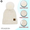 image:imageFunky Junque Womens Pom Pom Beanie  Soft Knit Winter Hats for Women amp Teens Warm Fashionable Beanie with Faux Fur PomsIvory  Pearl Embellishment