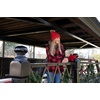 image:imageFunky Junque Womens Pom Pom Beanie  Soft Knit Winter Hats for Women amp Teens Warm Fashionable Beanie with Faux Fur PomsRed  Diagonal Stripes